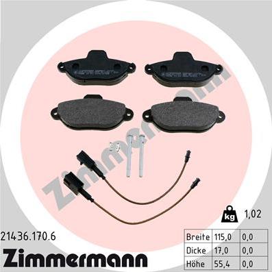 Zimmermann 21436.170.6 - Гальмівні колодки, дискові гальма avtolavka.club