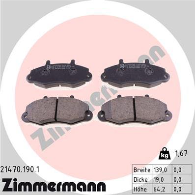 Zimmermann 21470.190.1 - Гальмівні колодки, дискові гальма avtolavka.club