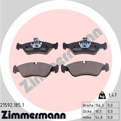 Zimmermann 21592.185.1 - Гальмівні колодки, дискові гальма avtolavka.club