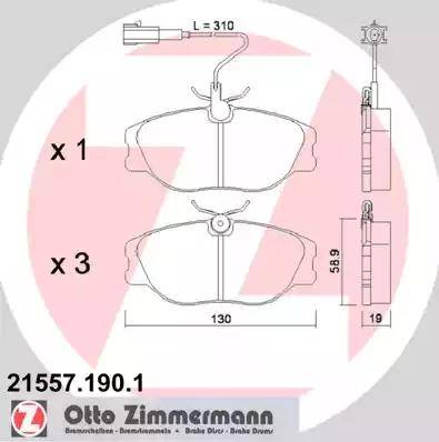 Zimmermann 21557.190.1 - Гальмівні колодки, дискові гальма avtolavka.club
