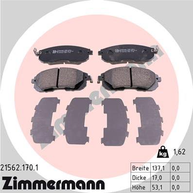 Zimmermann 21562.170.1 - Гальмівні колодки, дискові гальма avtolavka.club
