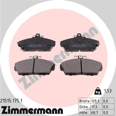Zimmermann 21515.175.1 - Гальмівні колодки, дискові гальма avtolavka.club