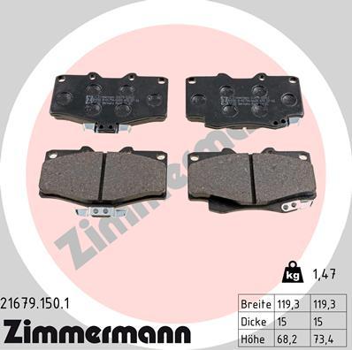 Zimmermann 21679.150.1 - Гальмівні колодки, дискові гальма avtolavka.club