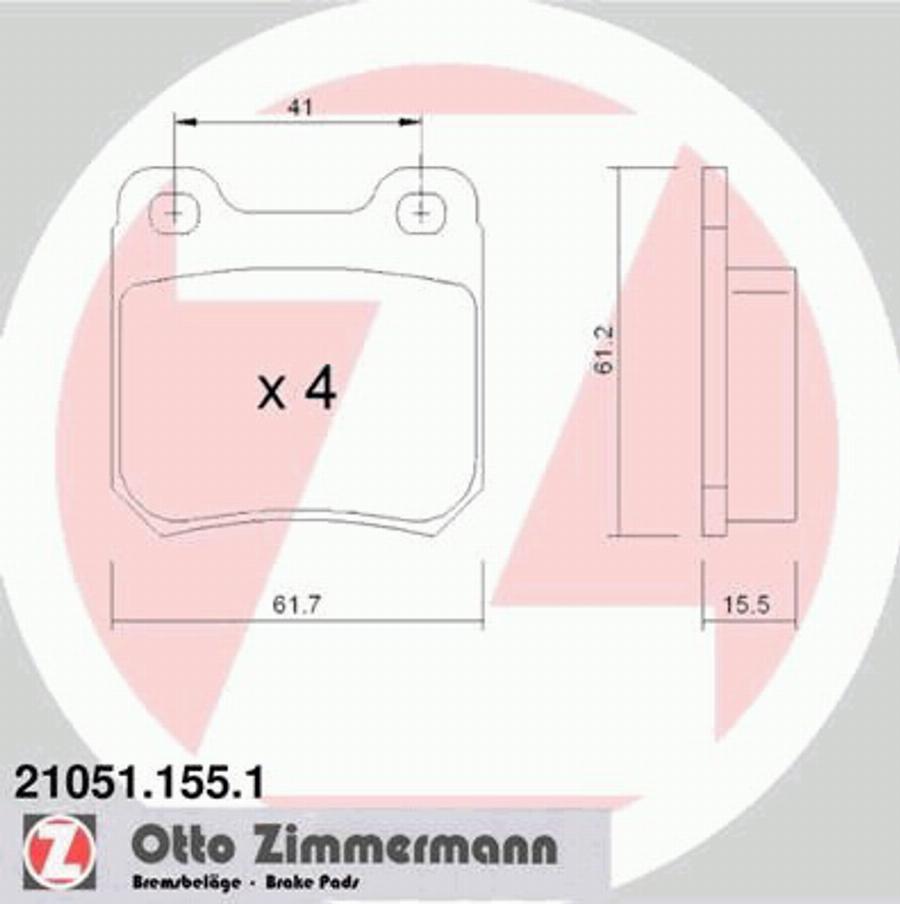 Zimmermann 21051.155.1 - Гальмівні колодки, дискові гальма avtolavka.club