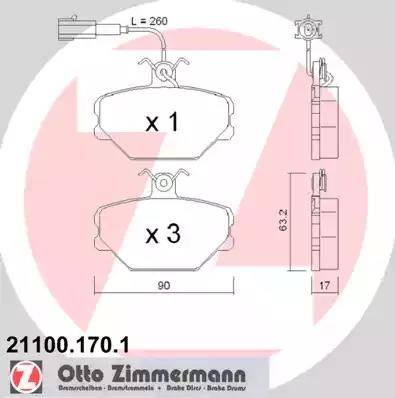 Zimmermann 21100.170.1 - Гальмівні колодки, дискові гальма avtolavka.club