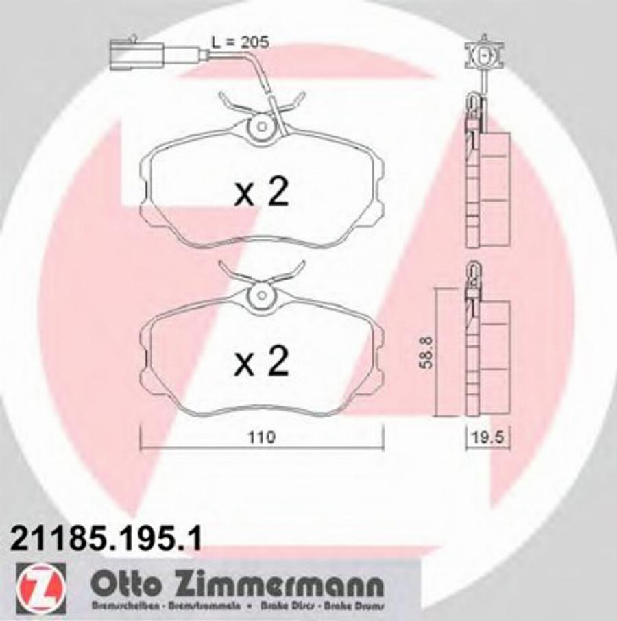 Zimmermann 211851951 - Гальмівні колодки, дискові гальма avtolavka.club