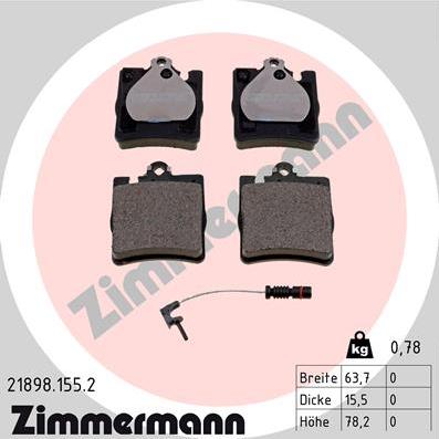 Zimmermann 21898.155.2 - Гальмівні колодки, дискові гальма avtolavka.club