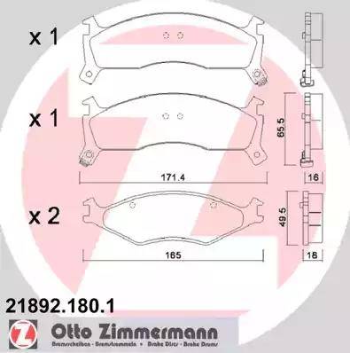 Zimmermann 21892.180.1 - Гальмівні колодки, дискові гальма avtolavka.club