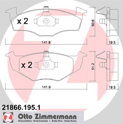 Zimmermann 21866.195.1 - Гальмівні колодки, дискові гальма avtolavka.club