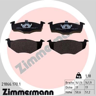 Zimmermann 21866.170.1 - Гальмівні колодки, дискові гальма avtolavka.club