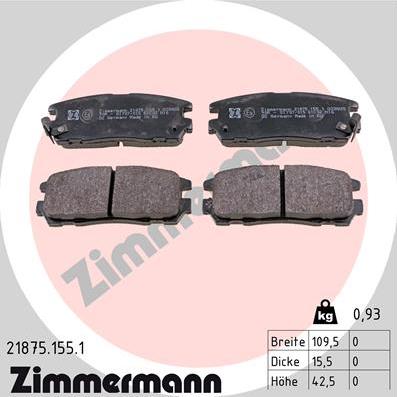 Zimmermann 21875.155.1 - Гальмівні колодки, дискові гальма avtolavka.club