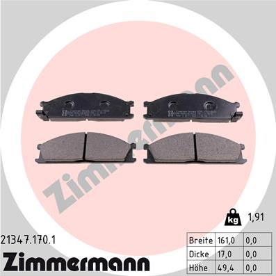 Zimmermann 21347.170.1 - Гальмівні колодки, дискові гальма avtolavka.club