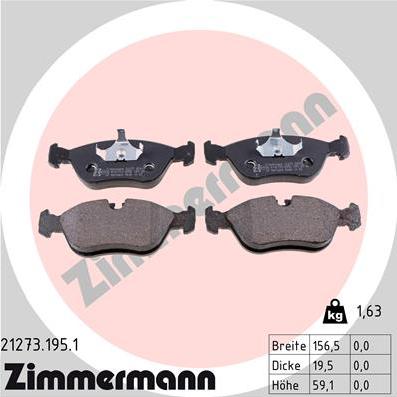 Zimmermann 21273.195.1 - Гальмівні колодки, дискові гальма avtolavka.club