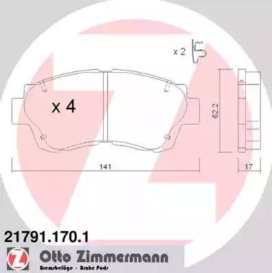 Zimmermann 21791.170.1 - Гальмівні колодки, дискові гальма avtolavka.club