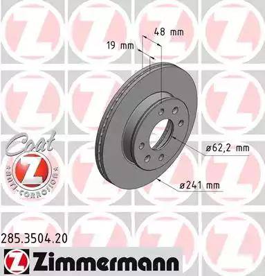 Zimmermann 285.3504.20 - Гальмівний диск avtolavka.club