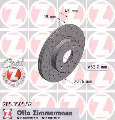 Zimmermann 285.3505.52 - Гальмівний диск avtolavka.club