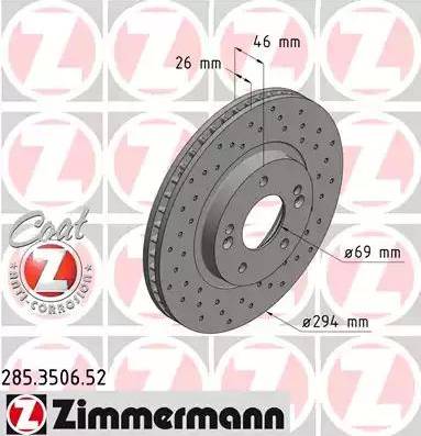 Zimmermann 285.3506.52 - Гальмівний диск avtolavka.club