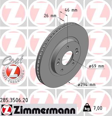 Zimmermann 285.3506.20 - Гальмівний диск avtolavka.club