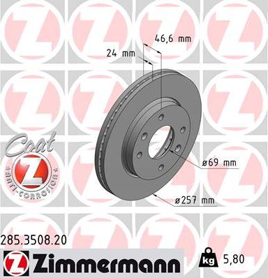 Zimmermann 285.3508.20 - Гальмівний диск avtolavka.club