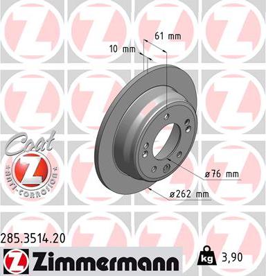 Zimmermann 285.3514.20 - Гальмівний диск avtolavka.club