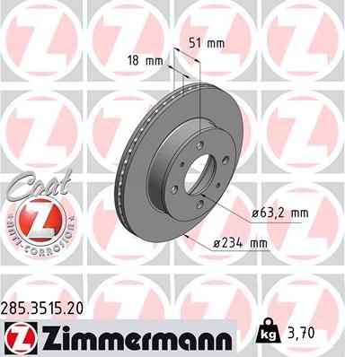 Zimmermann 285.3515.20 - Гальмівний диск avtolavka.club