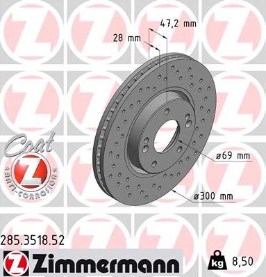 Zimmermann 285.3518.52 - Гальмівний диск avtolavka.club