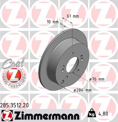 Zimmermann 285.3512.20 - Гальмівний диск avtolavka.club