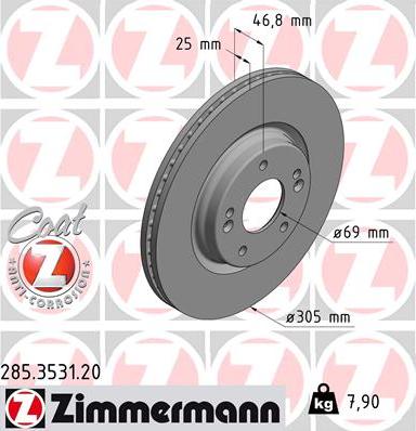 Zimmermann 285.3531.20 - Гальмівний диск avtolavka.club