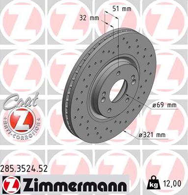 Zimmermann 285.3524.52 - Гальмівний диск avtolavka.club