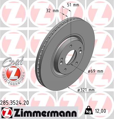 Zimmermann 285.3524.20 - Гальмівний диск avtolavka.club