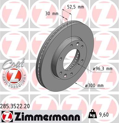 Zimmermann 285.3522.20 - Гальмівний диск avtolavka.club