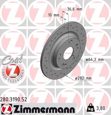 Zimmermann 280.3190.52 - Гальмівний диск avtolavka.club