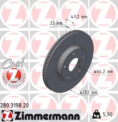 Zimmermann 280.3198.20 - Гальмівний диск avtolavka.club