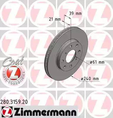 Zimmermann 280.3159.20 - Гальмівний диск avtolavka.club