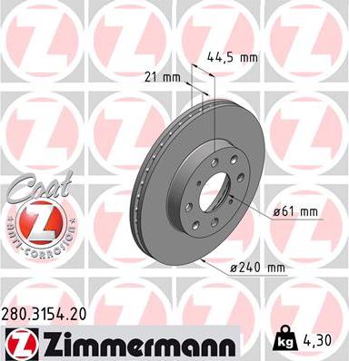 Zimmermann 280.3154.20 - Гальмівний диск avtolavka.club