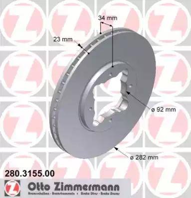 Zimmermann 280.3155.00 - Гальмівний диск avtolavka.club