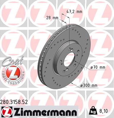 Zimmermann 280.3158.52 - Гальмівний диск avtolavka.club