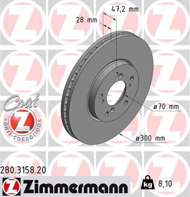 Zimmermann 280.3158.20 - Гальмівний диск avtolavka.club