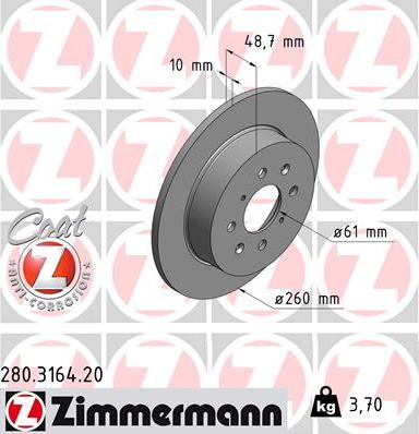 Zimmermann 280.3164.20 - Гальмівний диск avtolavka.club