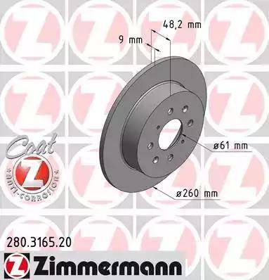 Zimmermann 280.3165.20 - Гальмівний диск avtolavka.club