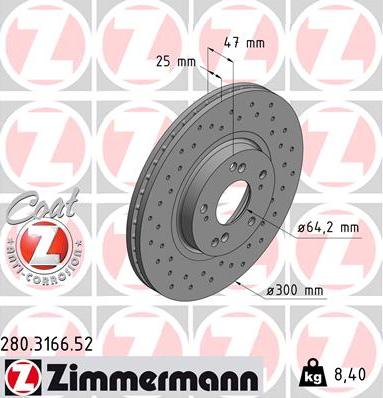 Zimmermann 280.3166.52 - Гальмівний диск avtolavka.club