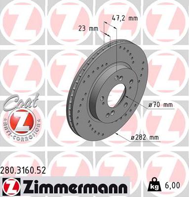 Zimmermann 280.3160.52 - Гальмівний диск avtolavka.club