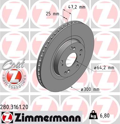 Zimmermann 280.3161.20 - Гальмівний диск avtolavka.club