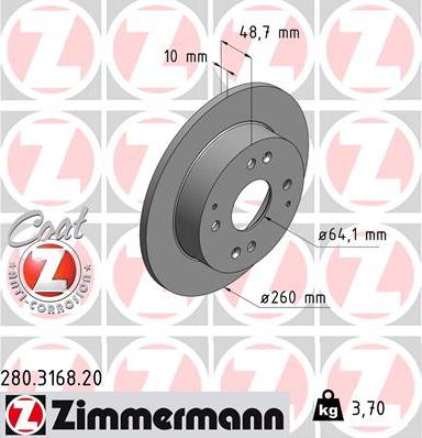 Zimmermann 280.3168.20 - Гальмівний диск avtolavka.club