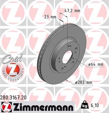 Zimmermann 280.3167.20 - Гальмівний диск avtolavka.club