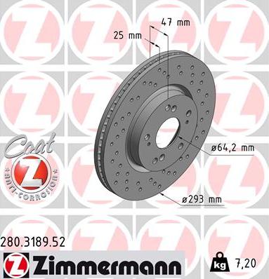 Zimmermann 280.3189.52 - Гальмівний диск avtolavka.club