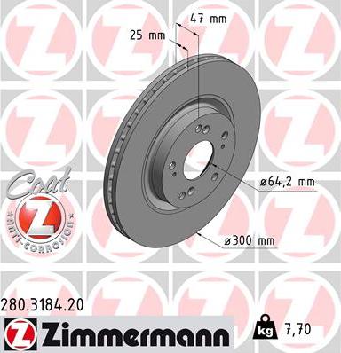 Zimmermann 280.3184.20 - Гальмівний диск avtolavka.club