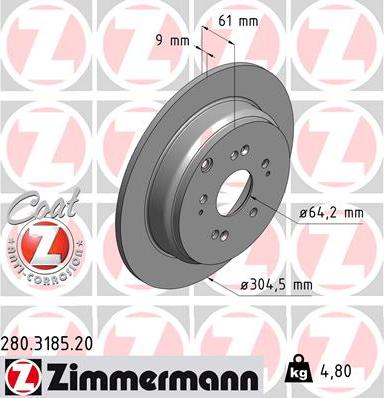 Zimmermann 280.3185.20 - Гальмівний диск avtolavka.club