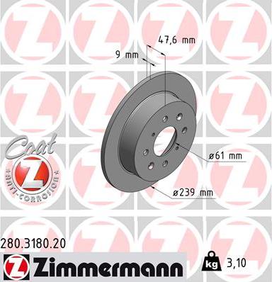 Zimmermann 280.3180.20 - Гальмівний диск avtolavka.club