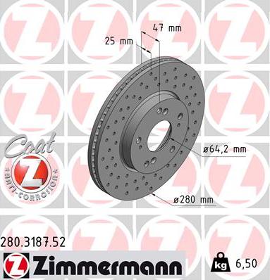 Zimmermann 280.3187.52 - Гальмівний диск avtolavka.club